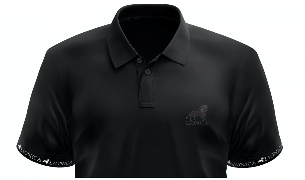Boutique Lion - T-shirt noir à col polo imprimé Lionica Boutique Lion - T-shirt noir à col polo imprimé Lionica